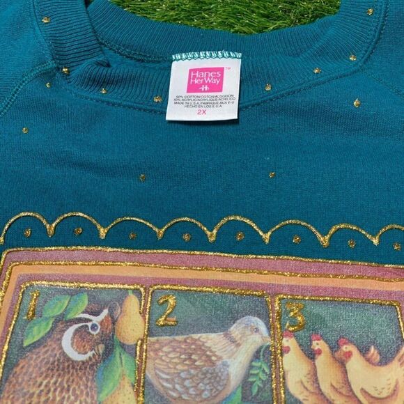 Vintage sweatshirt crewneck pullover with a cute design Hanes Her Way size XXL - Picture 3 of 4